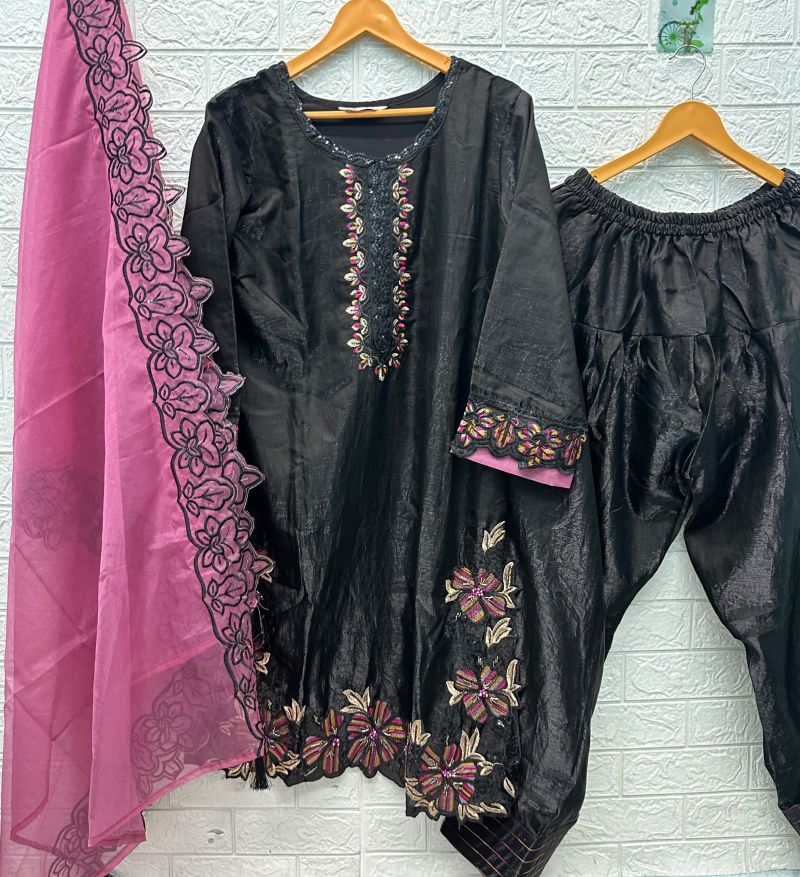 Bilqis B 290 E To H Satin Hand Work Embroidered Farshi Salwar Kameez — Wholesale Kurtis, Vardan Ethnic wholesale from Surat — view 8
