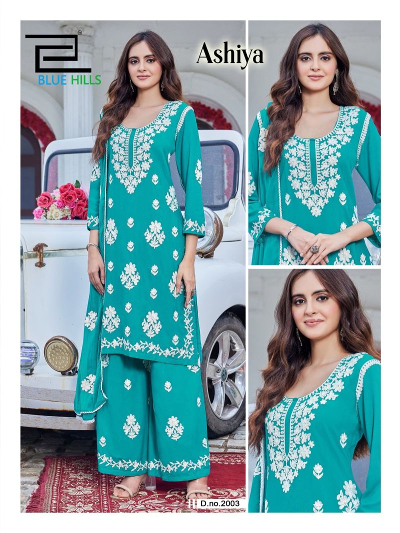 Blue Hills Ashiya Rayon Thread Work Kurti With Bottom Dupatta Set — Wholesale Kurtis, Vardan Ethnic wholesale from Surat — Photo 4