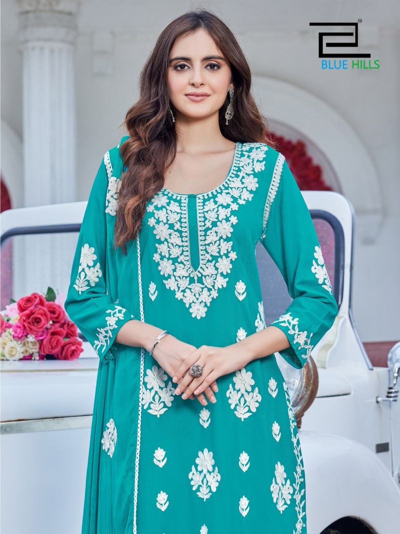 Blue Hills Ashiya Rayon Thread Work Kurti With Bottom Dupatta Set — Wholesale Kurtis, Vardan Ethnic wholesale from Surat — Photo 6
