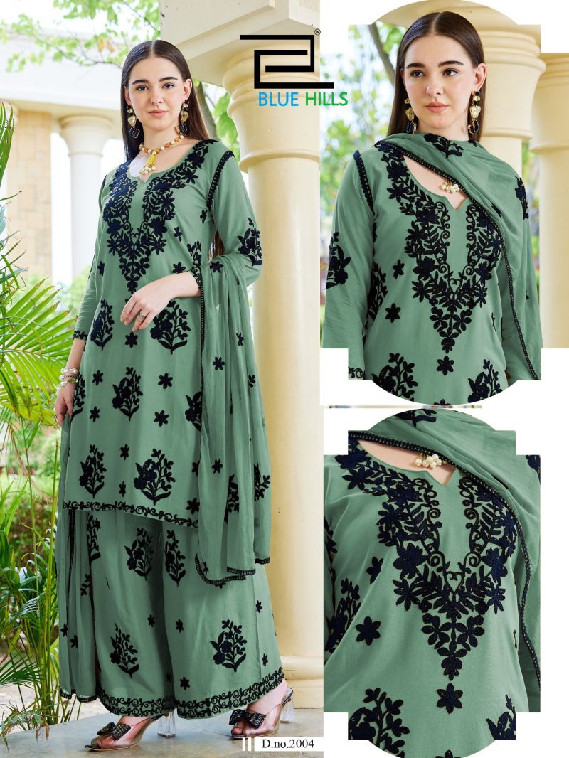 Blue Hills Black Bunny Vol 30 Nx Rayon With Thread Work Kurti With Bottom Dupatta Set — Wholesale Readymade Suit, Vardan Ethnic wholesale from Surat — view 4