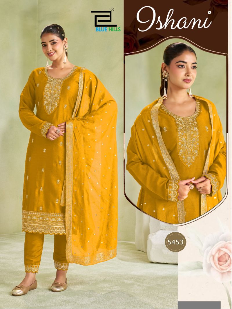 Blue Hills Ishani Vichitra Embroidered Kurti With Bottom Dupatta Set — Wholesale Kurtis, Blue Hills wholesale from Surat - Gallery Image 2