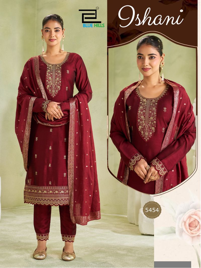 Blue Hills Ishani Vichitra Embroidered Kurti With Bottom Dupatta Set — Wholesale Kurtis, Blue Hills wholesale from Surat - Gallery Image 3