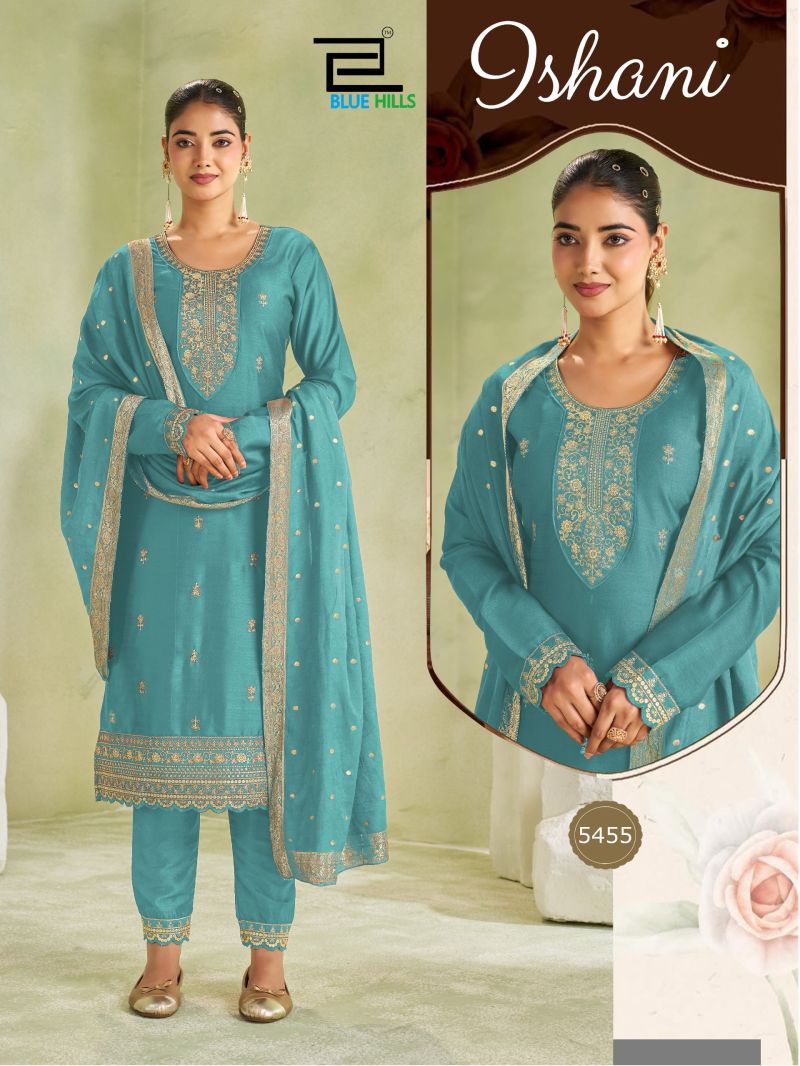 Blue Hills Ishani Vichitra Embroidered Kurti With Bottom Dupatta Set — Wholesale Kurtis, Blue Hills wholesale from Surat - Gallery Image 4