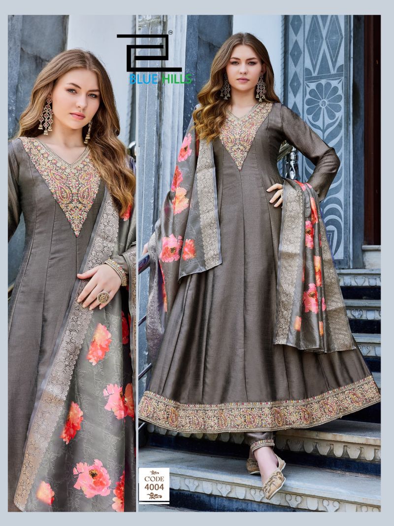 Blue Hills Parineeti Vichitra Sequence Thread Embroidered Anarkali Kurti With Bottom Dupatta Set — Wholesale Kurtis wholesale from Surat — view 2