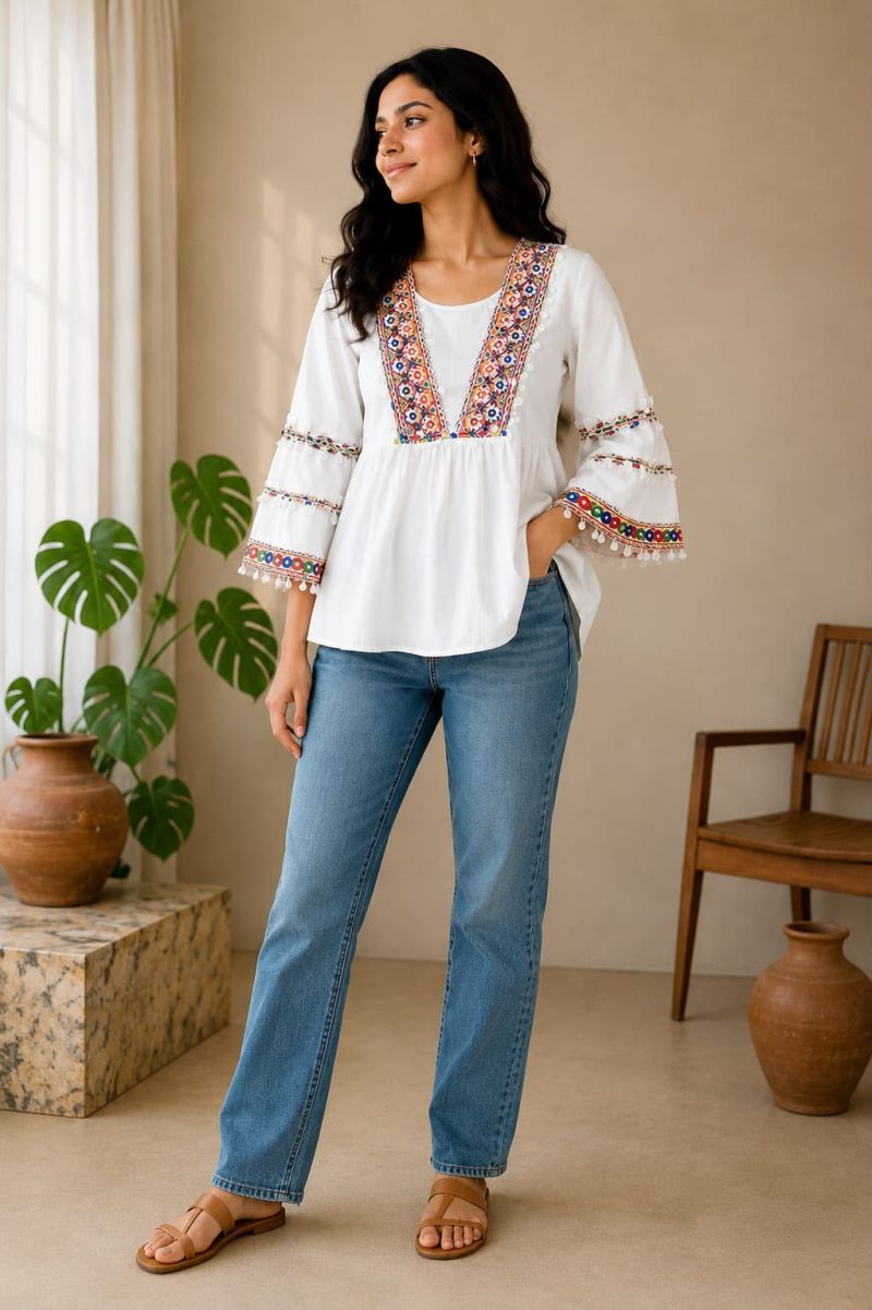 Blue Hills Short Top Vol 1 Rayon Real Mirror Work Fancy Top Catalog — Rayon Kurti, Blue Hills wholesale from Surat — Photo 3