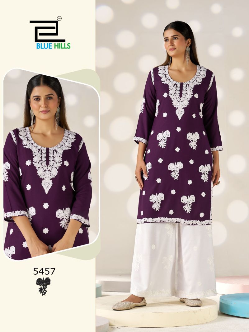 Blue Hills Victoria Vol 35 Rayon Thread Embroidered Kurti With Bottom Catalog — Wholesale Kurtis, Vardan Ethnic wholesale from Surat — view 3