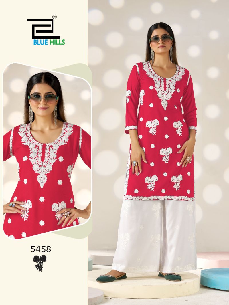 Blue Hills Victoria Vol 35 Rayon Thread Embroidered Kurti With Bottom Catalog — Wholesale Kurtis, Vardan Ethnic wholesale from Surat — view 4