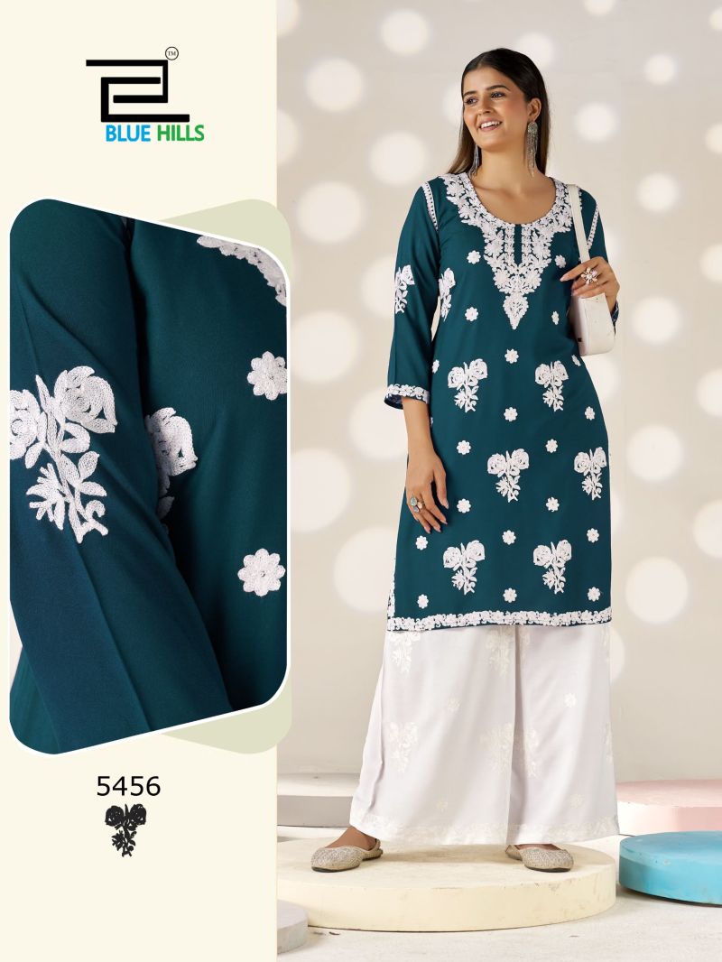 Blue Hills Victoria Vol 35 Rayon Thread Embroidered Kurti With Bottom Catalog