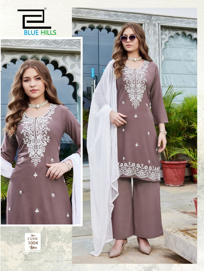 Blue Hills Ziva Vol 3 Rayon Embroidered Kurti With Bottom Dupatta Set — Wholesale Kurtis wholesale from Surat — view 2