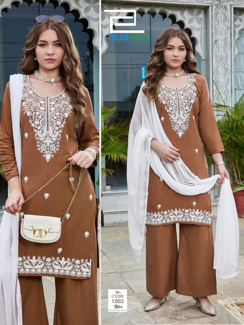 Blue Hills Ziva Vol 3 Rayon Embroidered Kurti With Bottom Dupatta Set — Wholesale Kurtis wholesale from Surat — view 3