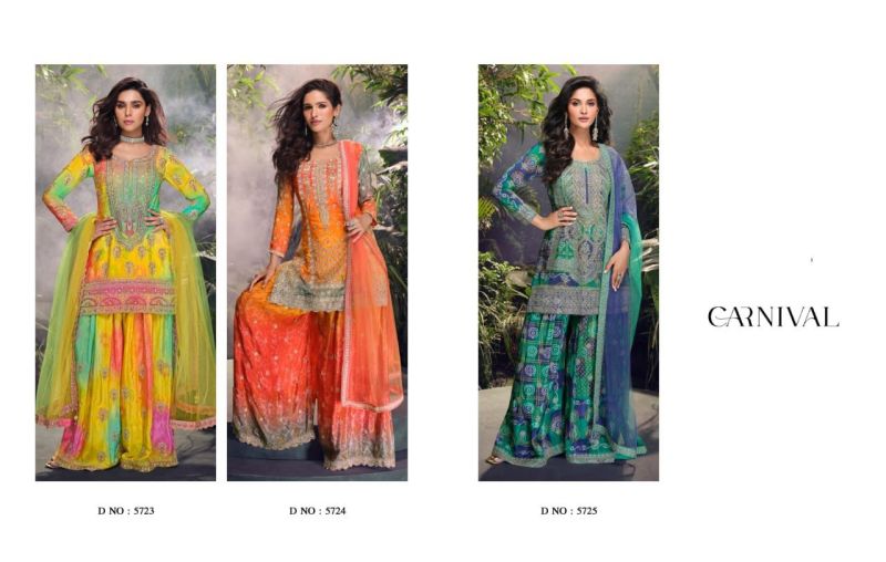 Carnival 5723 To 5725 Chinon Embroidered Salwar Kameez — Wholesale Kurtis wholesale from Surat — view 4