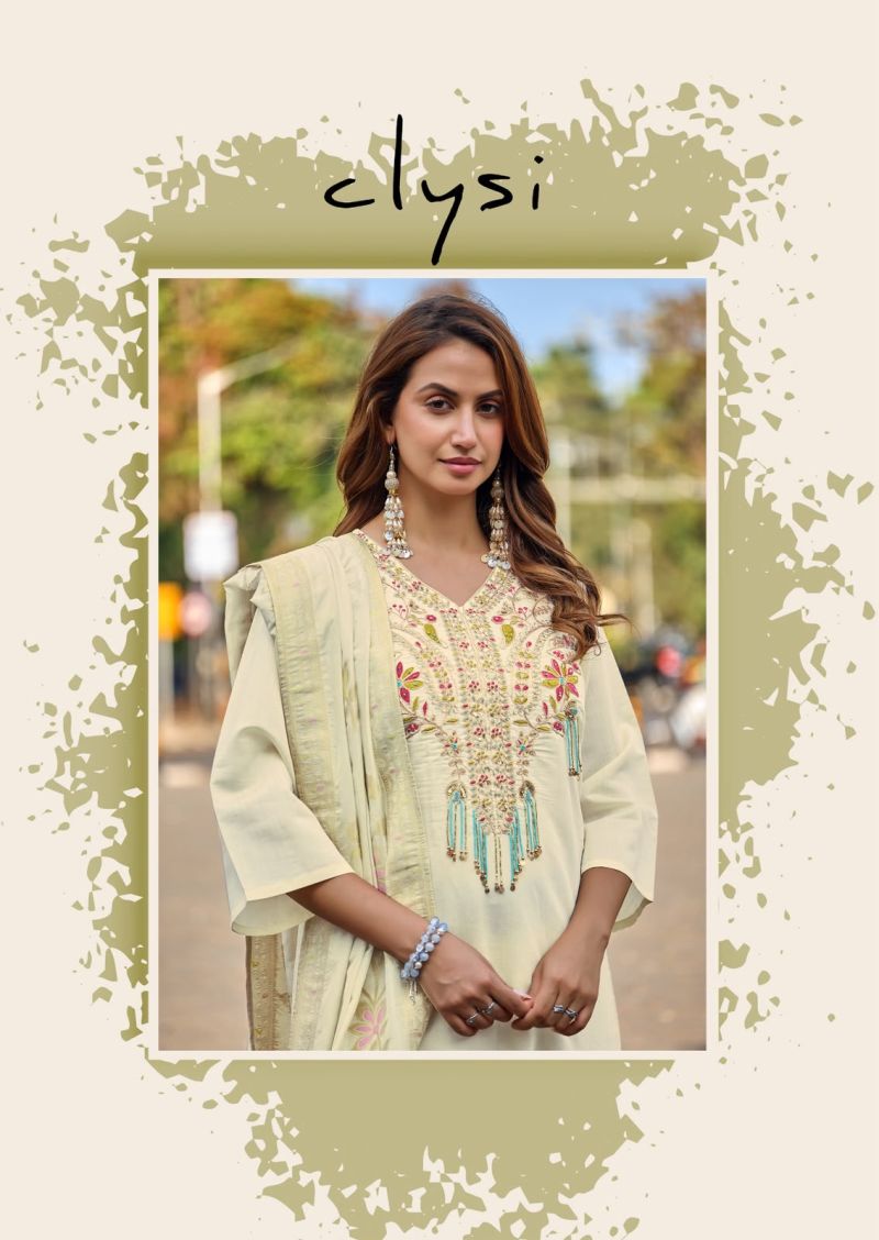 Clysi Nooria Roman Simar Khatali And Thread Work Kurti With Bottom Dupatta Set — Wholesale Kurtis, Vardan Ethnic wholesale from Surat — view 5