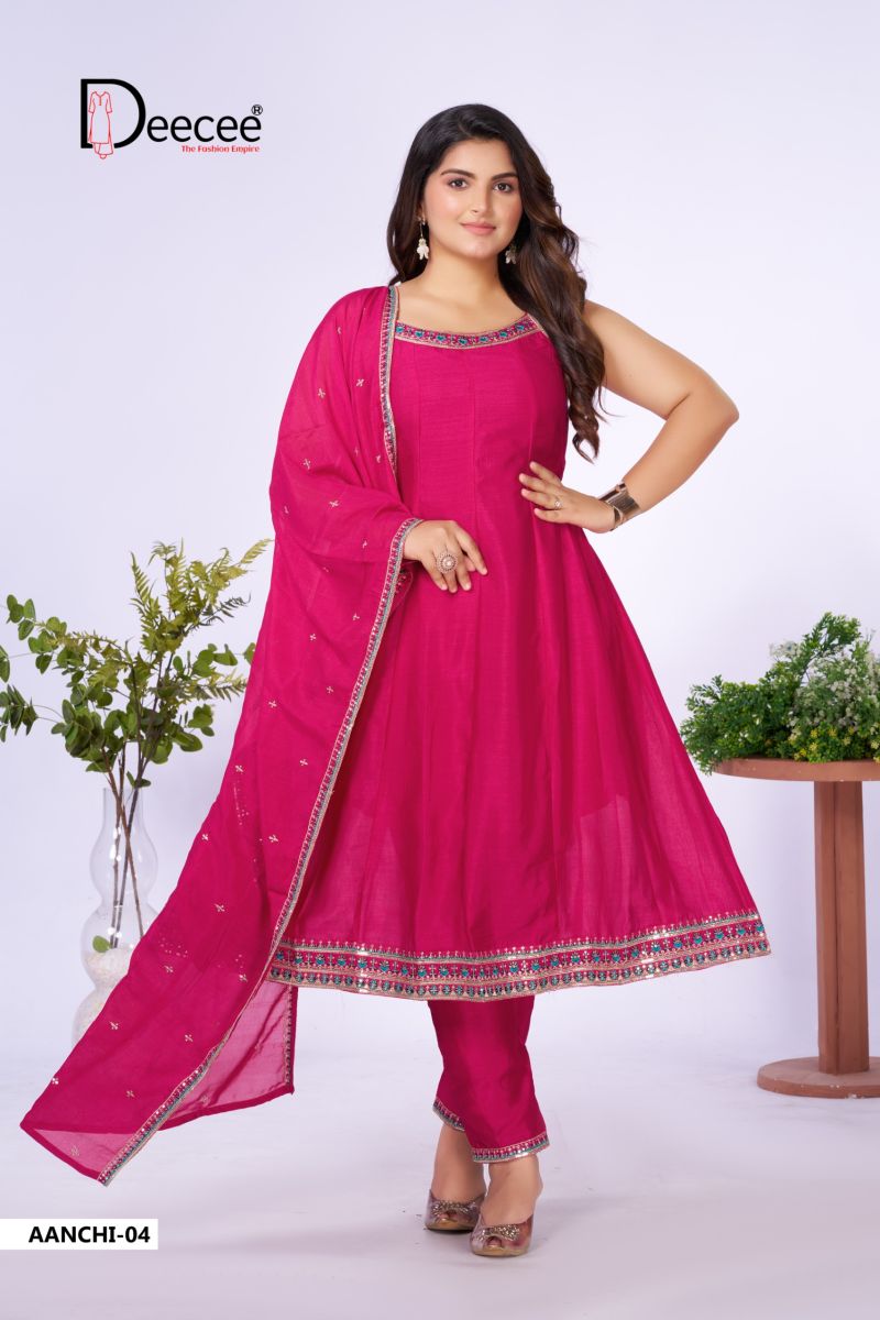 Deecee Aanchi Vichitra Silk Embroidered Flared Kurti With Bottom Dupatta Set — Wholesale Kurtis, DEECEE wholesale from Surat — view 6
