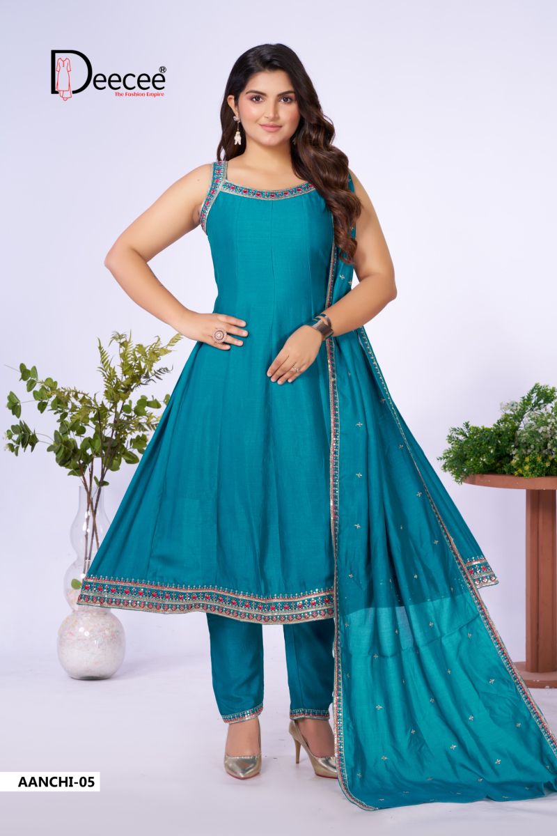 Deecee Aanchi Vichitra Silk Embroidered Flared Kurti With Bottom Dupatta Set — Wholesale Kurtis, DEECEE wholesale from Surat — view 2