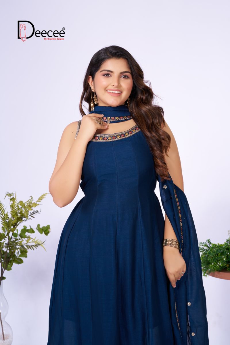Deecee Aanchi Vichitra Silk Embroidered Flared Kurti With Bottom Dupatta Set — Wholesale Kurtis, DEECEE wholesale from Surat — view 9