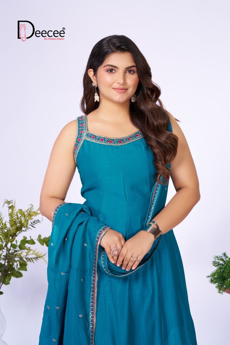Deecee Aanchi Vichitra Silk Embroidered Flared Kurti With Bottom Dupatta Set — Wholesale Kurtis, DEECEE wholesale from Surat — view 10