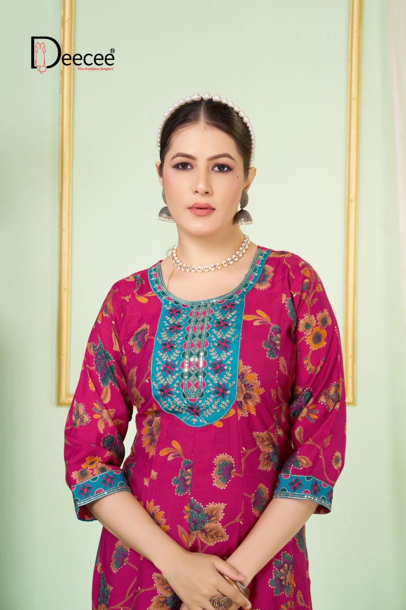 Deecee Alizeh Biba Dobby Print Sequence Embroidered Anarkali Kurti With Bottom Dupatta Set — Wholesale Kurtis, DEECEE wholesale from Surat — Photo 7
