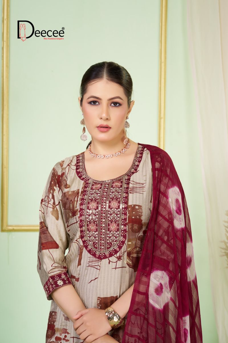 Deecee Alizeh Biba Dobby Print Sequence Embroidered Anarkali Kurti With Bottom Dupatta Set — Wholesale Kurtis, DEECEE wholesale from Surat — Photo 8