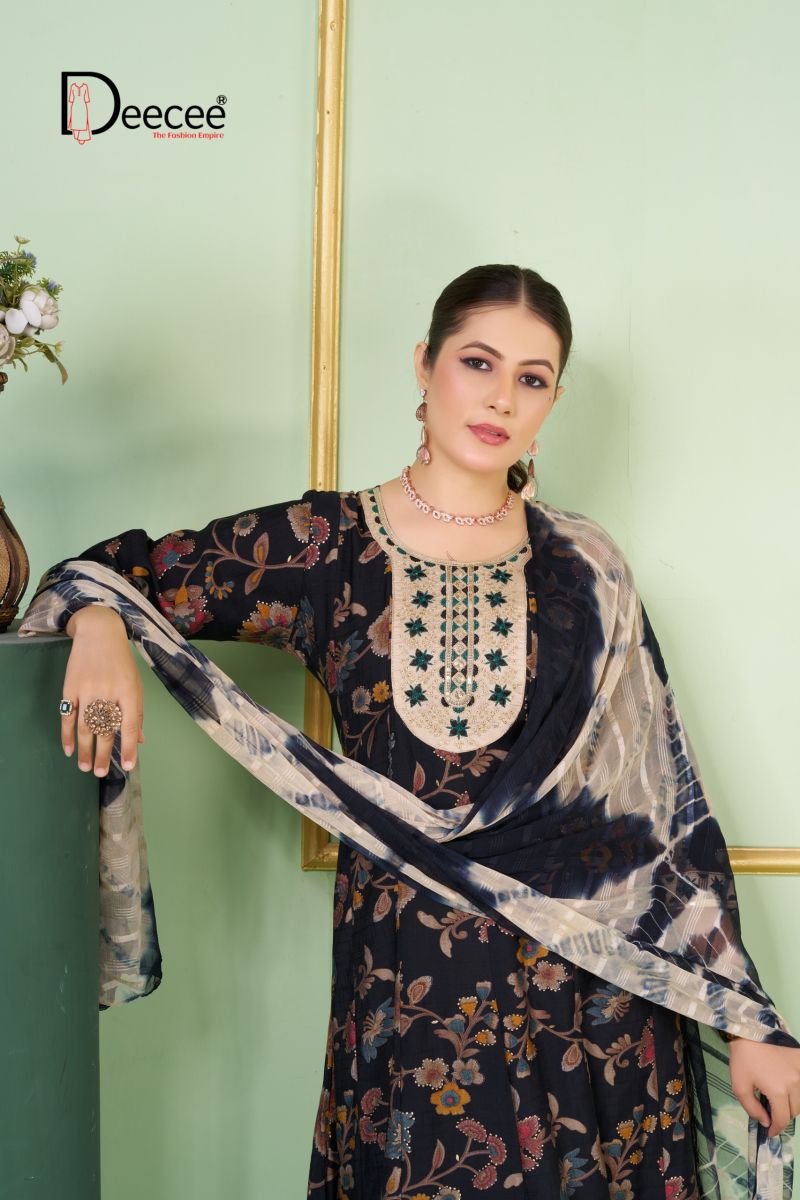 Deecee Alizeh Biba Dobby Print Sequence Embroidered Anarkali Kurti With Bottom Dupatta Set — Wholesale Kurtis, DEECEE wholesale from Surat — Photo 9