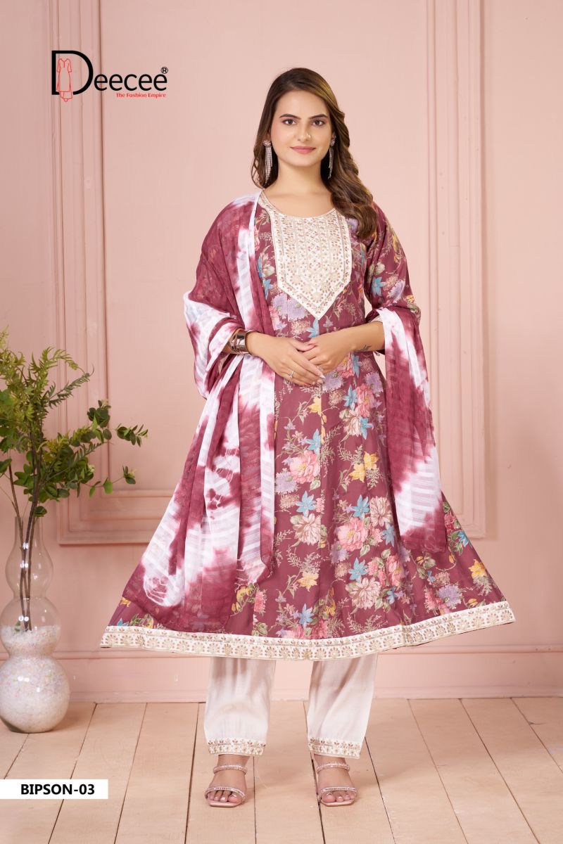 Deecee Bipson Pixel Print Embroidered Anarkali Kurti With Bottom Dupatta Catalog — Wholesale Kurtis, DEECEE wholesale from Surat — Photo 2