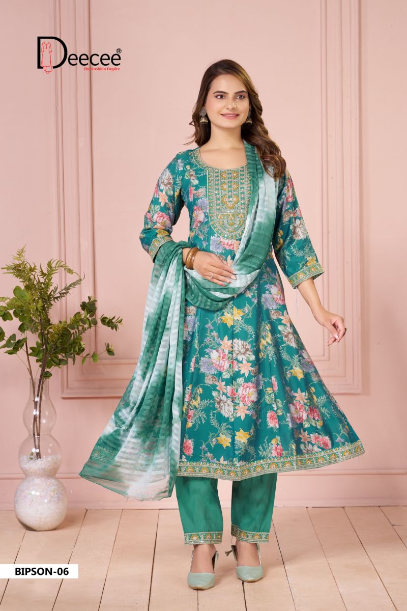 Deecee Bipson Pixel Print Embroidered Anarkali Kurti With Bottom Dupatta Catalog — Wholesale Kurtis, DEECEE wholesale from Surat — Photo 4