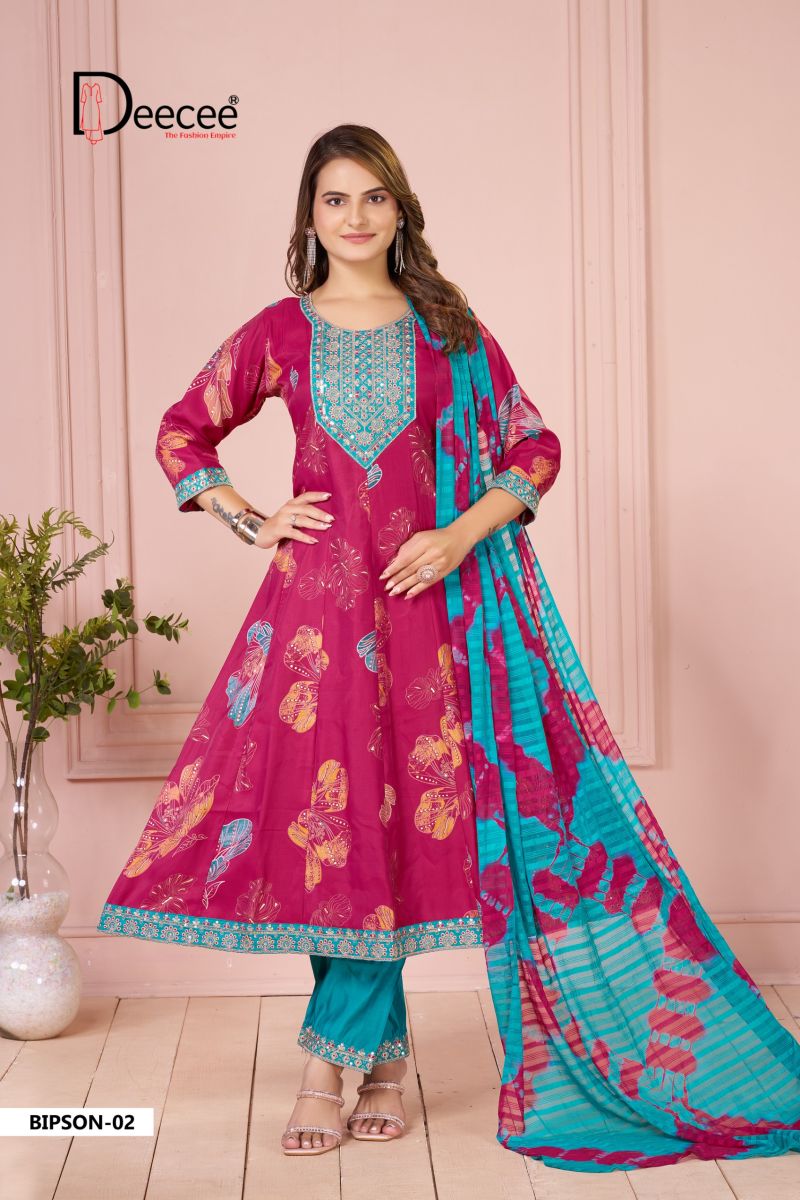 Deecee Bipson Pixel Print Embroidered Anarkali Kurti With Bottom Dupatta Catalog — Wholesale Kurtis, DEECEE wholesale from Surat — Photo 6