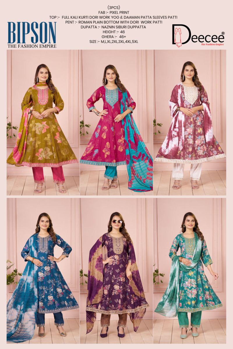 Deecee Bipson Pixel Print Embroidered Anarkali Kurti With Bottom Dupatta Catalog — Wholesale Kurtis, DEECEE wholesale from Surat — Photo 10