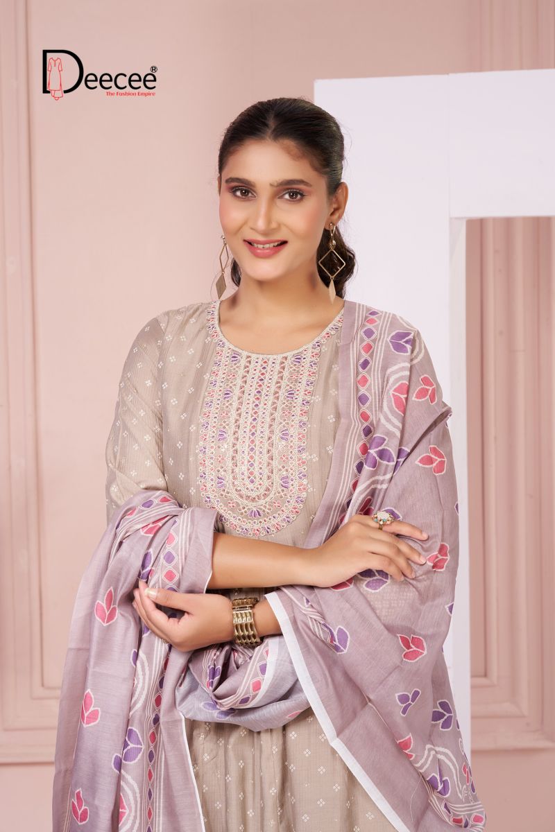 Deecee Bobby 01 To 06 Silk Print Embroidered Anarkali Kurti With Bottom Dupatta Set — Wholesale Kurtis, DEECEE wholesale from Surat — view 8