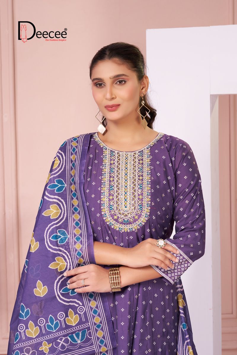 Deecee Bobby 01 To 06 Silk Print Embroidered Anarkali Kurti With Bottom Dupatta Set — Wholesale Kurtis, DEECEE wholesale from Surat — view 9