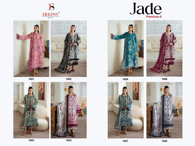 Deepsy Jade Premium Vol 5 Chiffon Dupatta Lawn Embroidered Pakistani Salwar Kameez — Wholesale Pakistani Suits wholesale from Surat — view 8