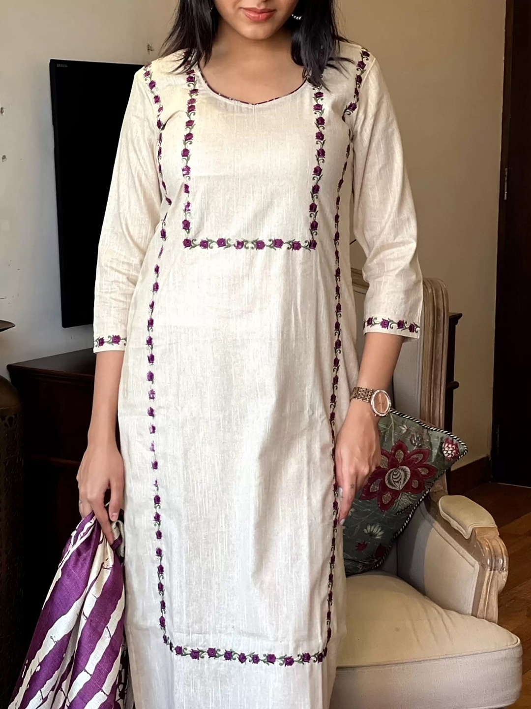 Dhruvi 448 Cotton Embroidery Kurti With Pant Dupatta Catalog — Wholesale Kurtis, Dhruvi wholesale from Surat - Gallery Image 2