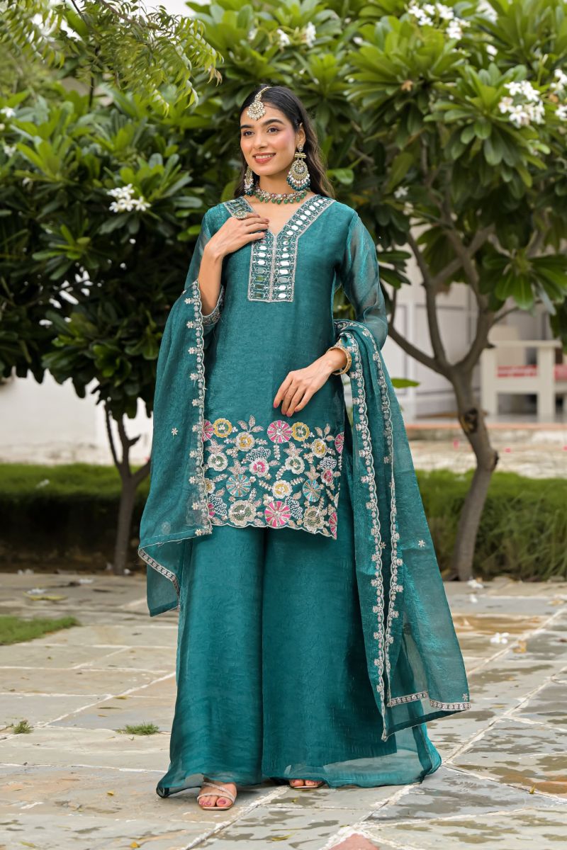 Zaveri D 50134 Crush Satin Beats Work Designer Sharara Catalog