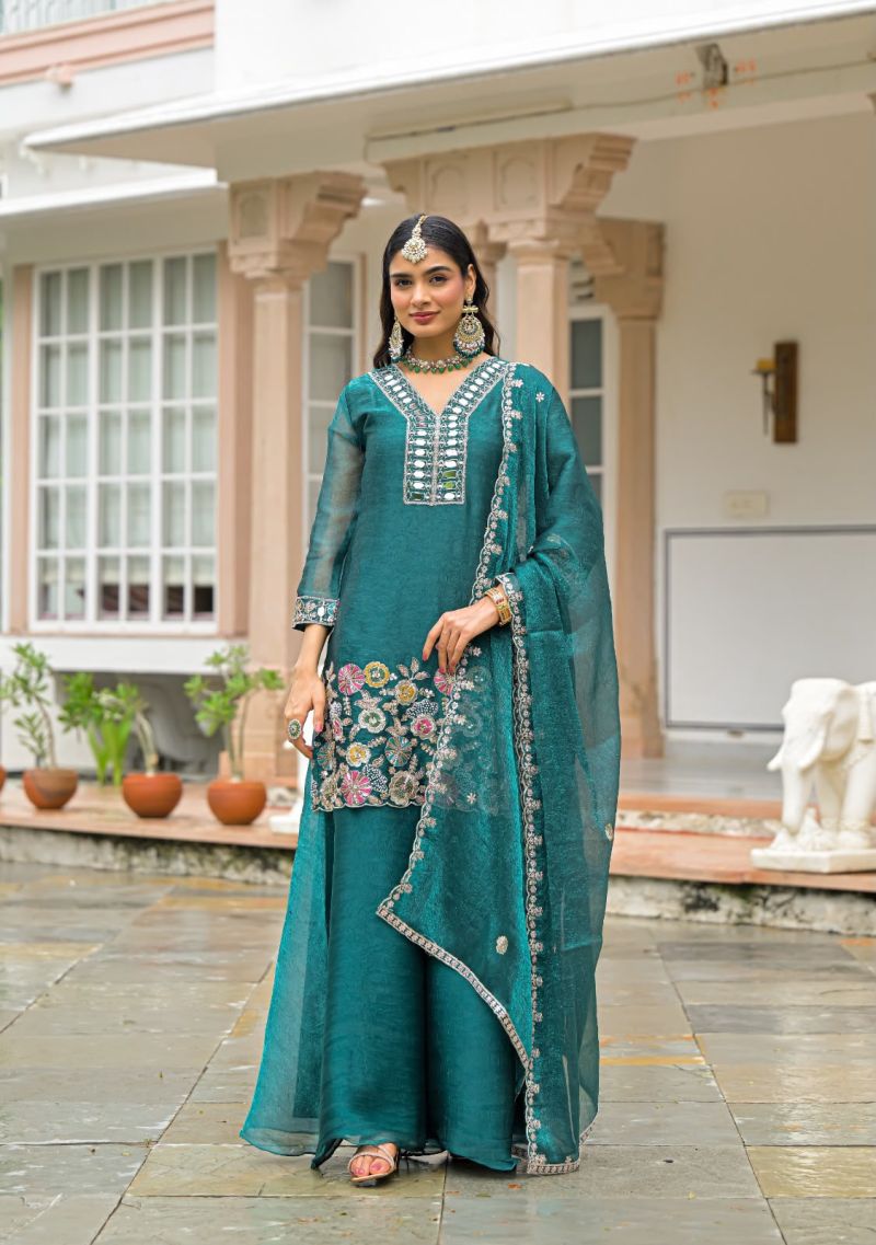 Zaveri D 50134 Crush Satin Beats Work Designer Sharara Catalog — Wholesale Readymade Suit, ZAVERI wholesale from Surat — view 4