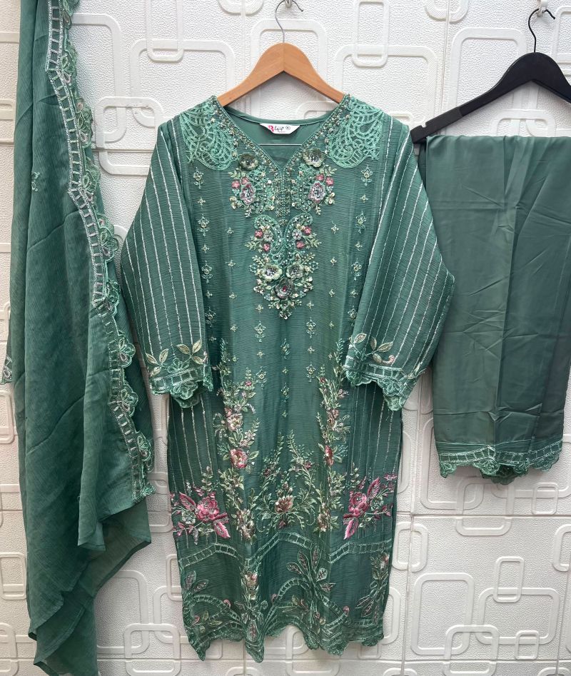 Elan E 54 A To D Chiffon Hand Work Embroidered Salwar Kameez — Wholesale Kurtis, Vardan Ethnic wholesale from Surat — view 5