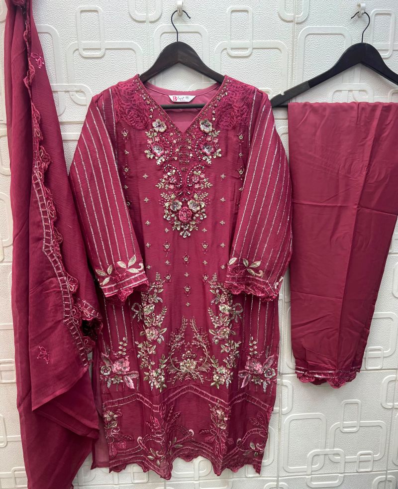 Elan E 54 A To D Chiffon Hand Work Embroidered Salwar Kameez — Wholesale Kurtis, Vardan Ethnic wholesale from Surat — view 6