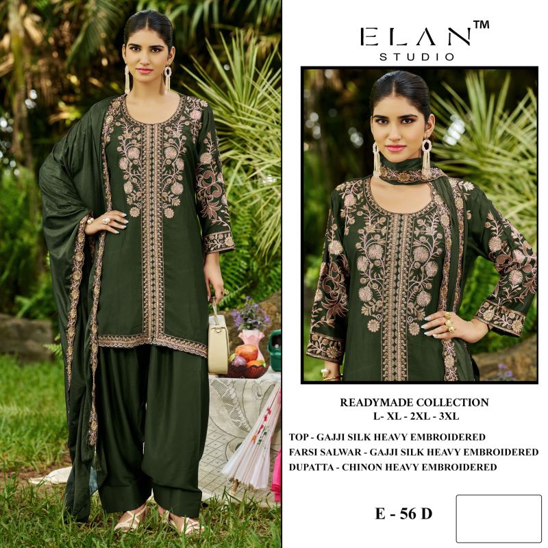 Elan E 56 Gaji Silk Embroidered Farshi Salwar Kameez Catalog — Wholesale Kurtis, Vardan Ethnic wholesale from Surat — Photo 2