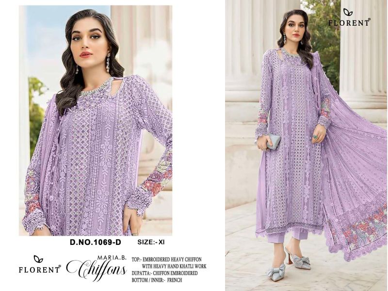 Florent 1069 A To D Chiffon Embroidered Salwar Kameez Catalog — Wholesale Dress Material, Florent wholesale from Surat — Photo 2
