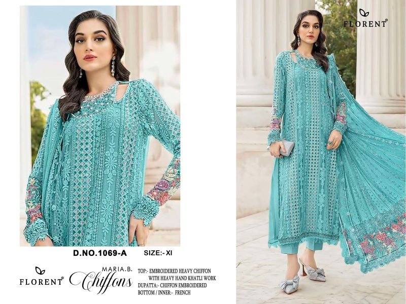 Florent 1069 A To D Chiffon Embroidered Salwar Kameez Catalog — Wholesale Dress Material, Florent wholesale from Surat — Photo 3