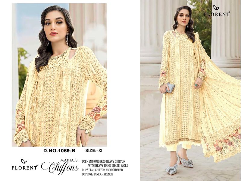 Florent 1069 A To D Chiffon Embroidered Salwar Kameez Catalog — Wholesale Dress Material, Florent wholesale from Surat — Photo 4