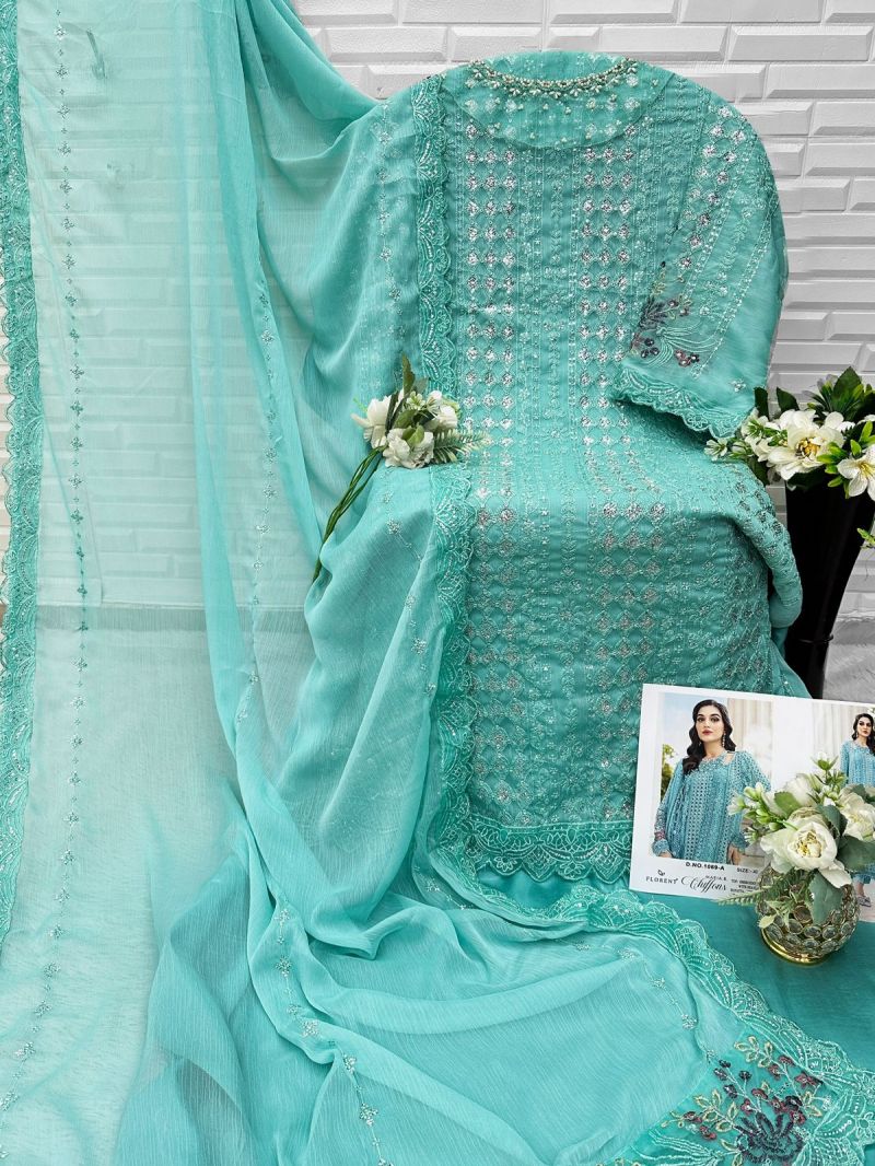 Florent 1069 A To D Chiffon Embroidered Salwar Kameez Catalog — Wholesale Dress Material, Florent wholesale from Surat — Photo 7