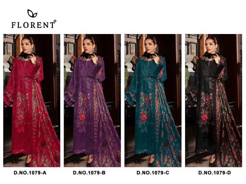 Florent 1079 A To D Cambric Cotton Embroidered Salwar Kameez Catalog — Wholesale Dress Material, Florent wholesale from Surat — view 9