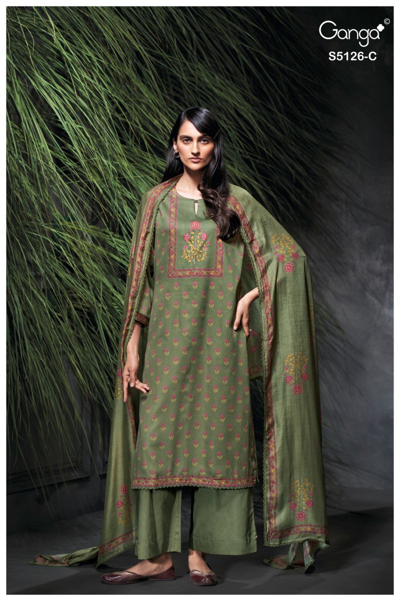 Ganga Amyaa 5126 Cotton Satin Print Hand Work Salwar Kameez Catalog — Wholesale Salwar Suits, Vardan Ethnic wholesale from Surat — view 2
