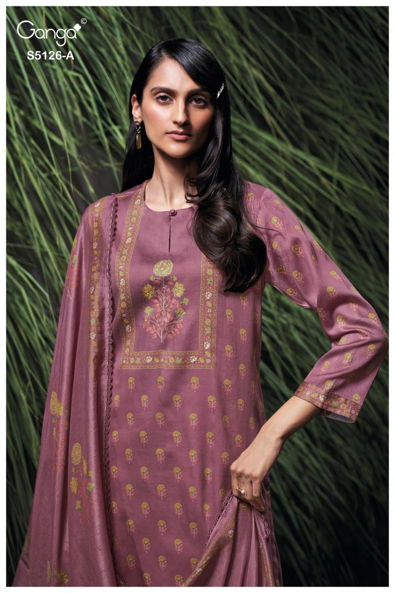 Ganga Amyaa 5126 Cotton Satin Print Hand Work Salwar Kameez Catalog