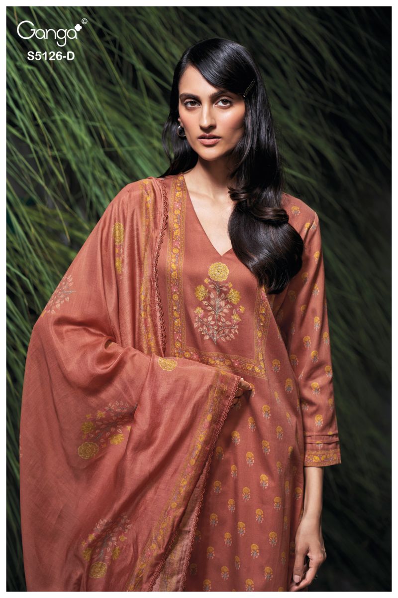 Ganga Amyaa 5126 Cotton Satin Print Hand Work Salwar Kameez Catalog — Wholesale Salwar Suits, Vardan Ethnic wholesale from Surat — view 4
