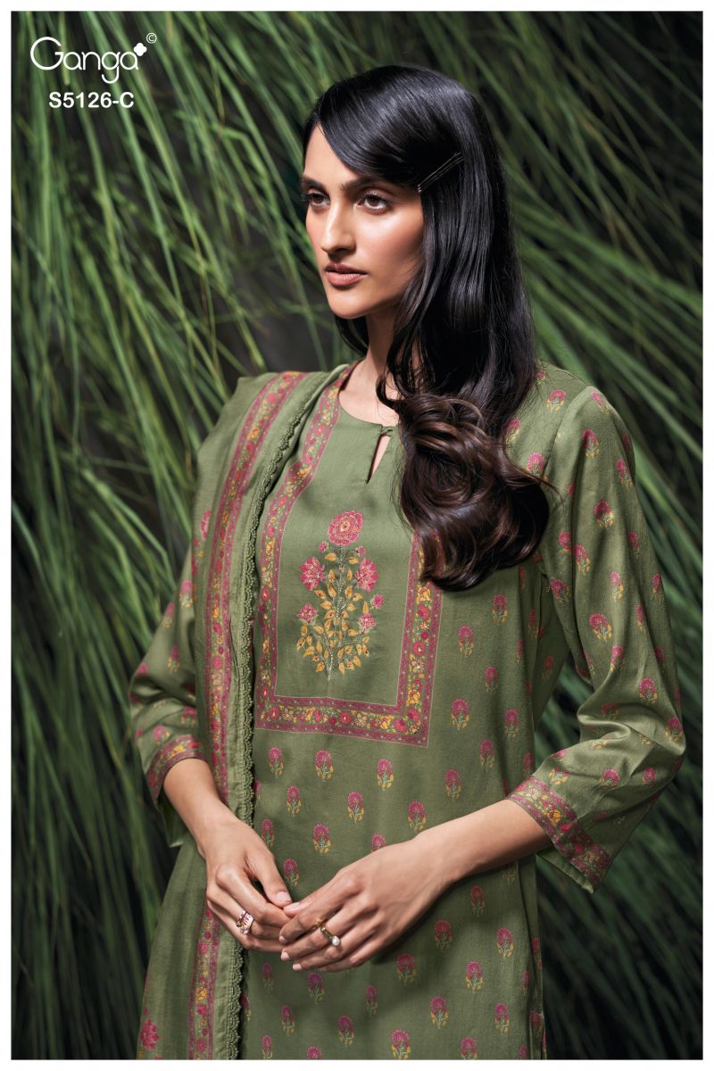 Ganga Amyaa 5126 Cotton Satin Print Hand Work Salwar Kameez Catalog — Wholesale Salwar Suits, Vardan Ethnic wholesale from Surat — view 5