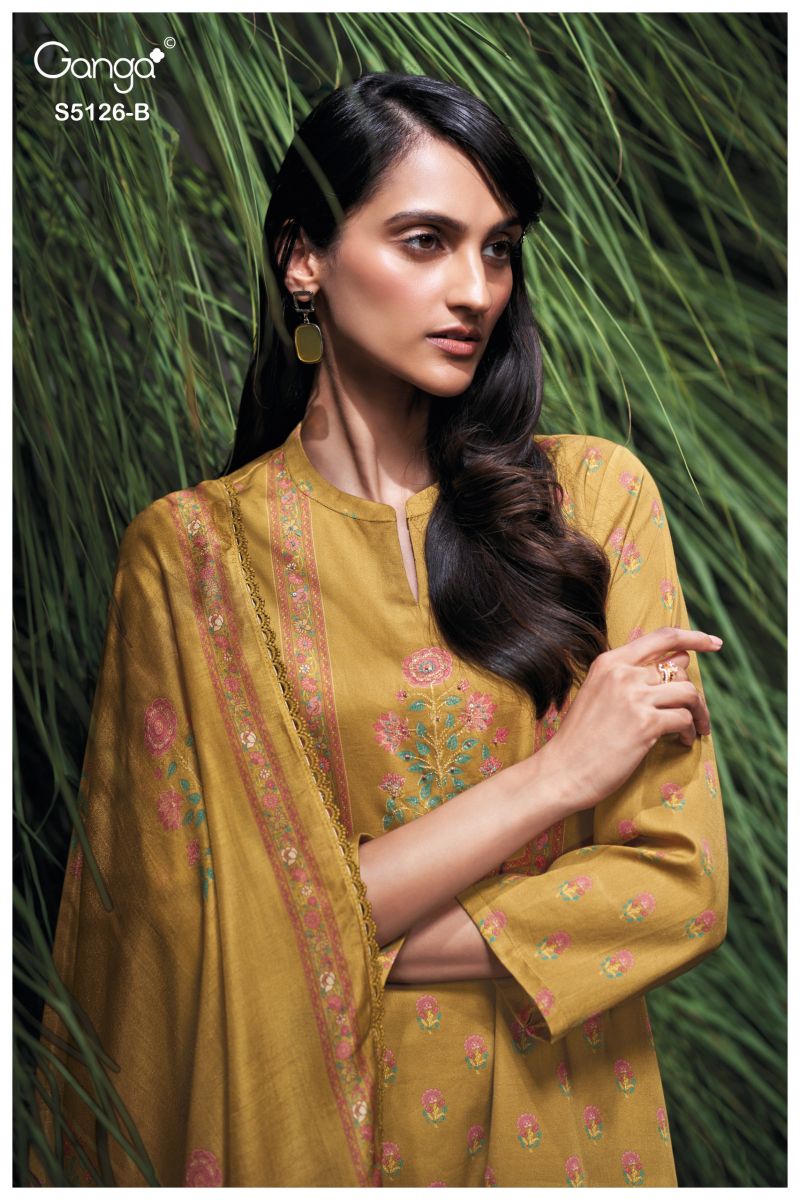 Ganga Amyaa 5126 Cotton Satin Print Hand Work Salwar Kameez Catalog — Wholesale Salwar Suits, Vardan Ethnic wholesale from Surat — view 6