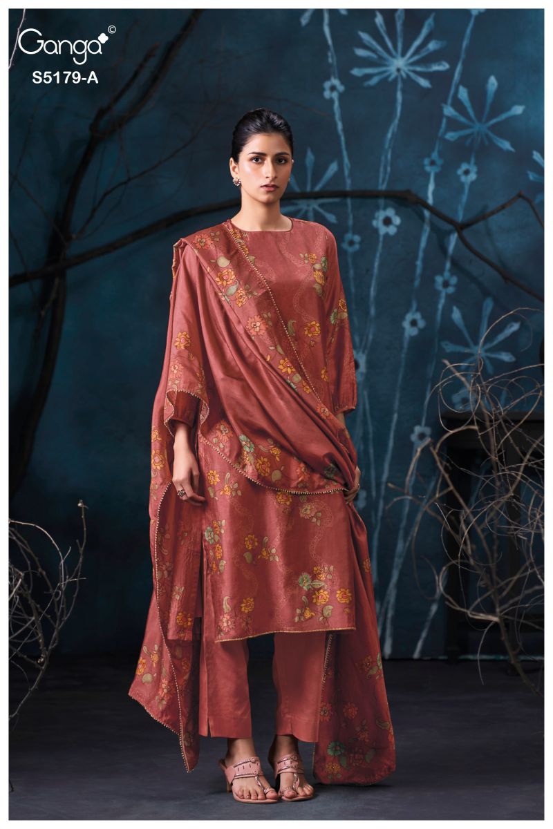 Ganga Beryssa 5179 Bemberg Silk Print Hand Embroidered Salwar Kameez — Wholesale Dress Material, Ganga wholesale from Surat — Photo 2