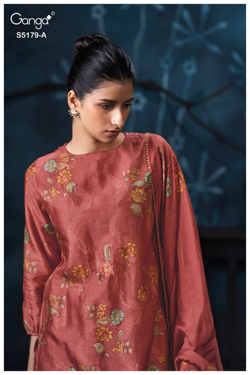 Ganga Beryssa 5179 Bemberg Silk Print Hand Embroidered Salwar Kameez — Wholesale Dress Material, Ganga wholesale from Surat — Photo 3