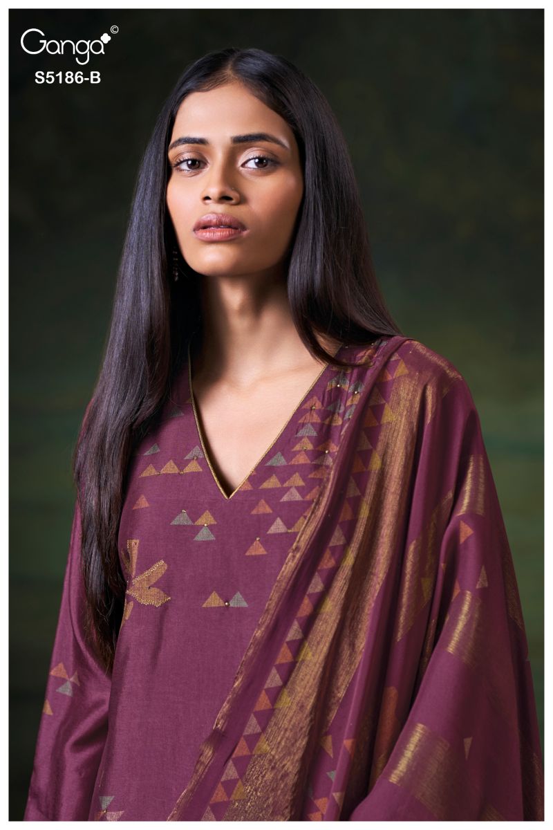 Ganga Briesa 5186 Bemberg Russian Silk Print Embroidered Salwar Kameez — Wholesale Salwar Suits, Ganga wholesale from Surat — view 3