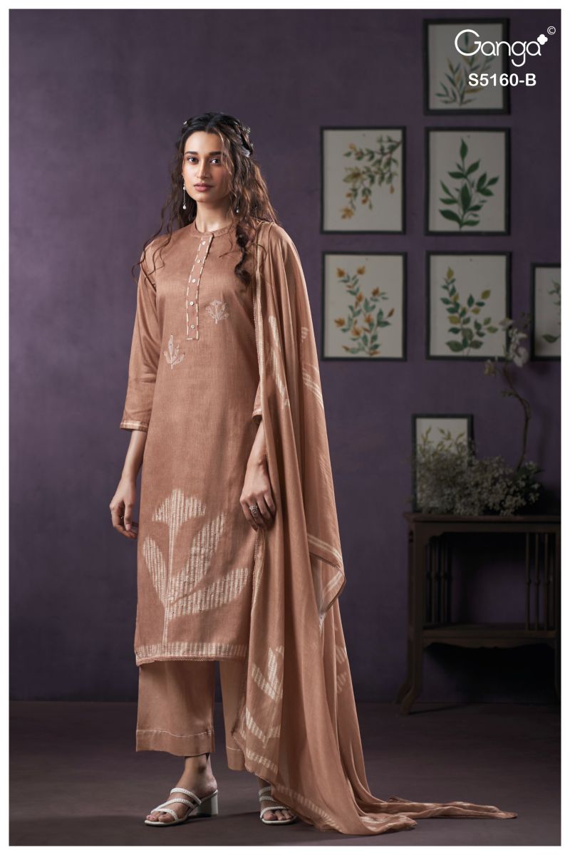 Ganga Camilla 5160 Cotton Satin Print With Hand Work Salawar Kameez — Wholesale Dress Material wholesale from Surat - Gallery Image 3